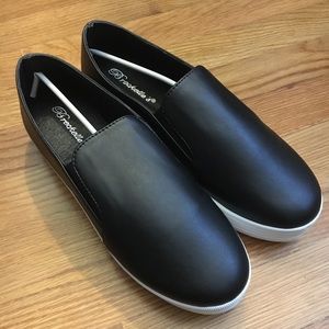 Black Platform Slip On Shoes